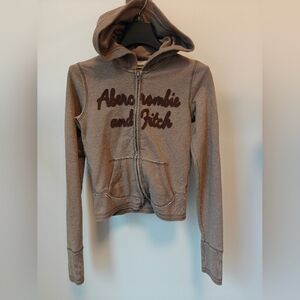 Abercrombie And Fitch Y2K Tan And Brown Logo Hoodie Size Small